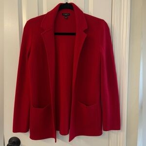 Talbots Open Front Red Cardigan Sweater Blazer size P -classy business colorful